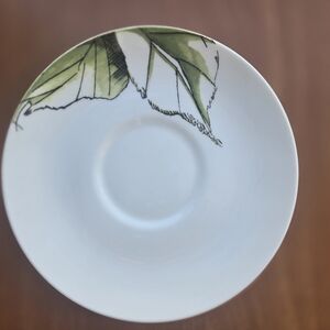 Vera Wang White Saucer with Green Leaf Design
